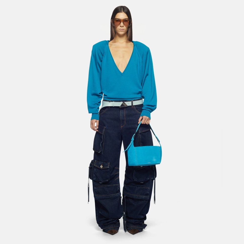 The Attico Fern Dark Blue Denim Long Pants Size 27